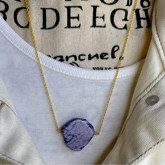 Purple Turquoise nugget/worry stone on Vermeil gold 925 sterling silver overlay - Picture 2 of 6